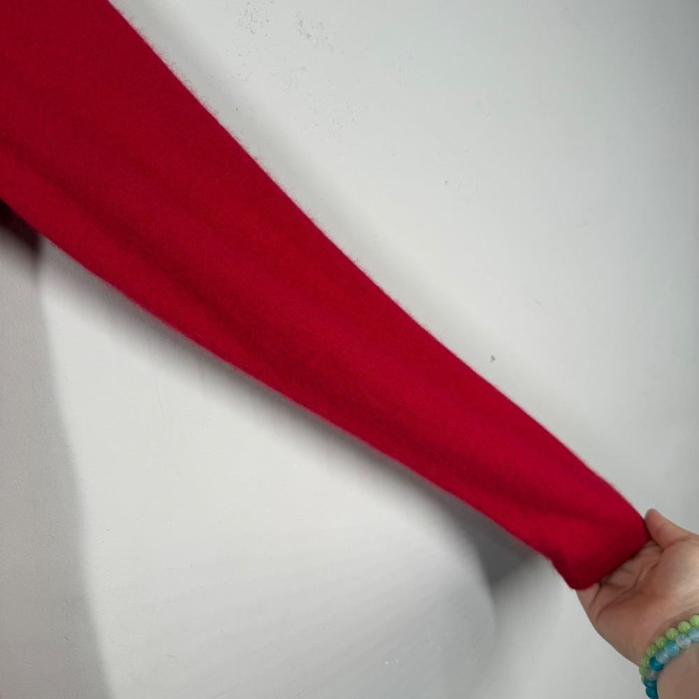 Merry & Bright Red Angora Wool Blend Holiday Ornament Sequin Cardigan Sweater S - Picture 13 of 13